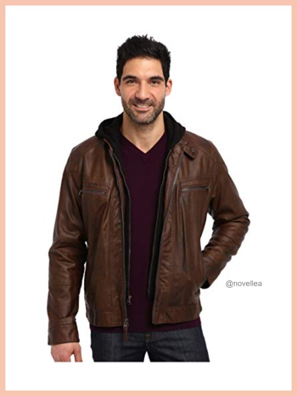 Faux Leather Motorcycle Jacket with Removable Hood Moto Style